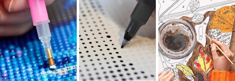 Prickmålning, Diamond Painting eller Måla Efter Nummer
