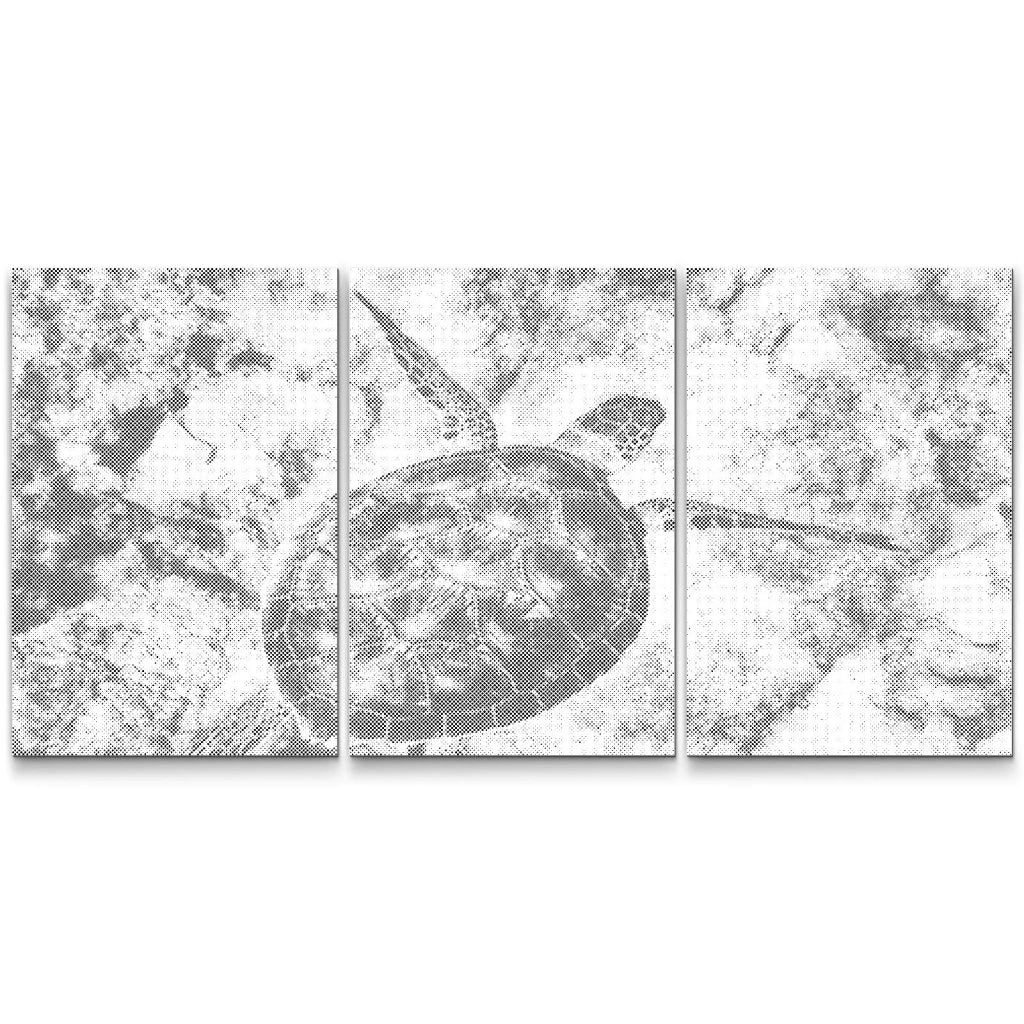 Prickmålning sköldpadda i oceanen tredelad