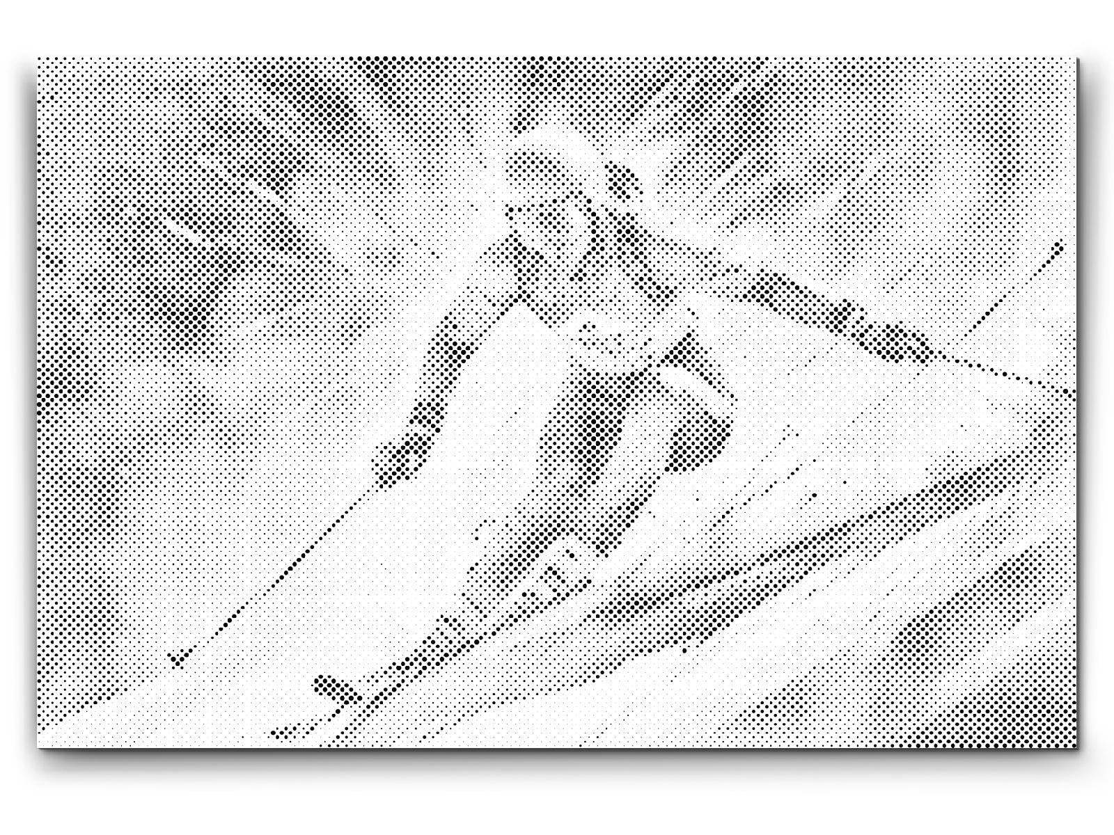 Prickmålning Ski Alpin | Vintermotiv med skidåkare – Prickmålning.se
