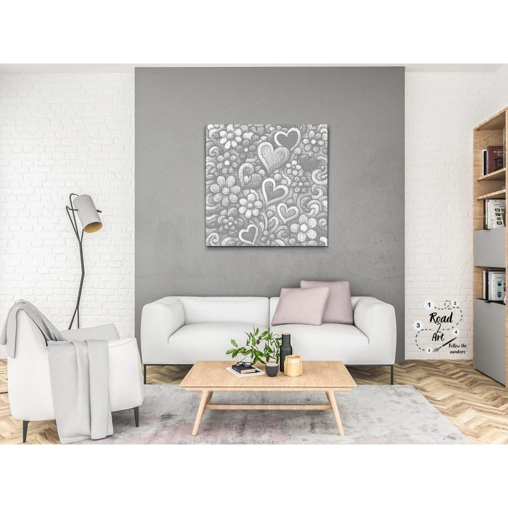 Romantiskt prickmålning kit hjärtan blommor