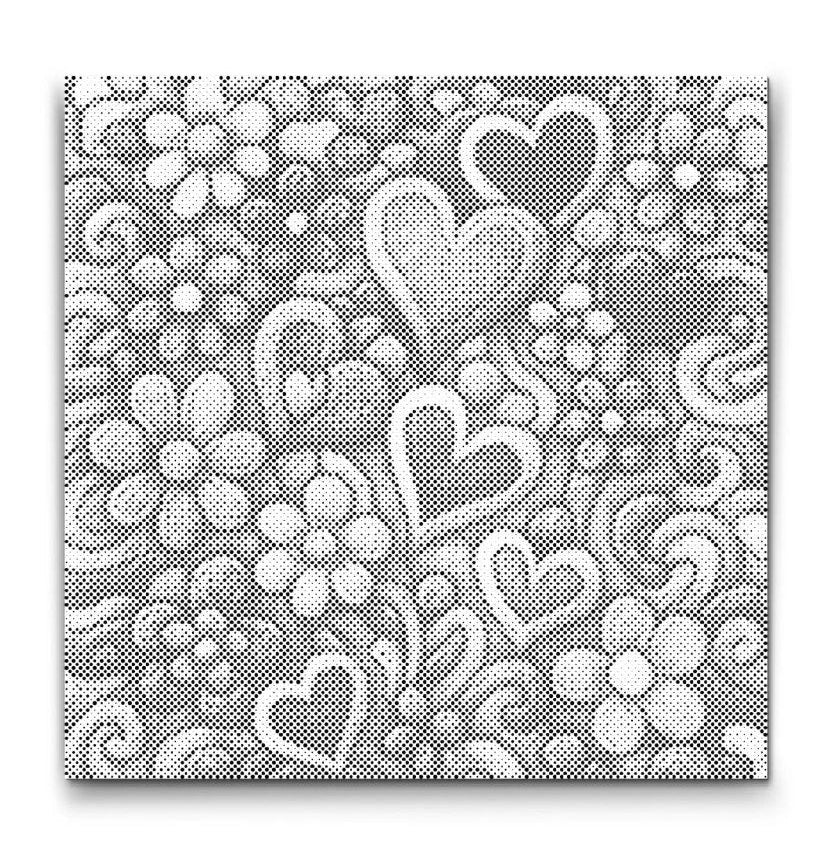 Prickmålning hjärtan och blommor motiv