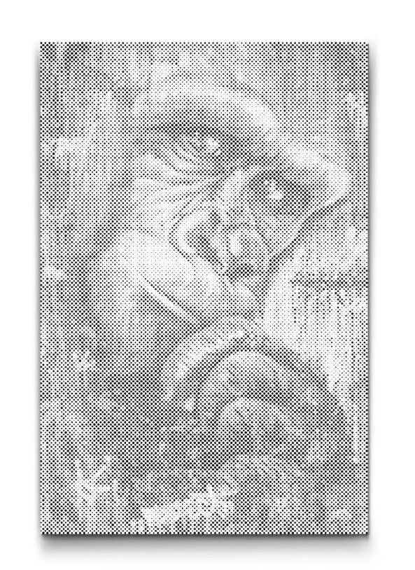 prickmålning av gorilla starkt detaljerat porträtt i svart och vitt