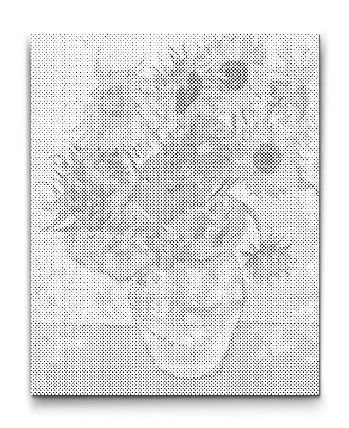 Prickmålning på canvas inspirerad av Van Goghs solrosor i vas i konstnärlig tolkning