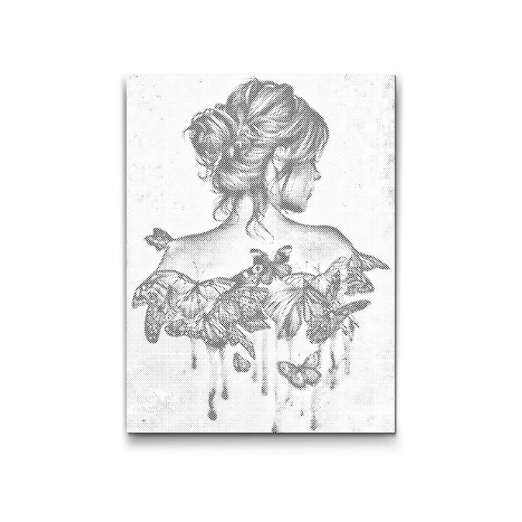 Kvinna med fjärilar | Prickmålning tavla för kreativ avkoppling