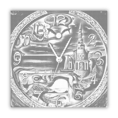 prickkonst väggklocka motiv