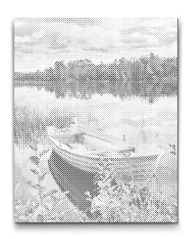 prickmålning roddbåt vid sjön – avkopplande naturmotiv