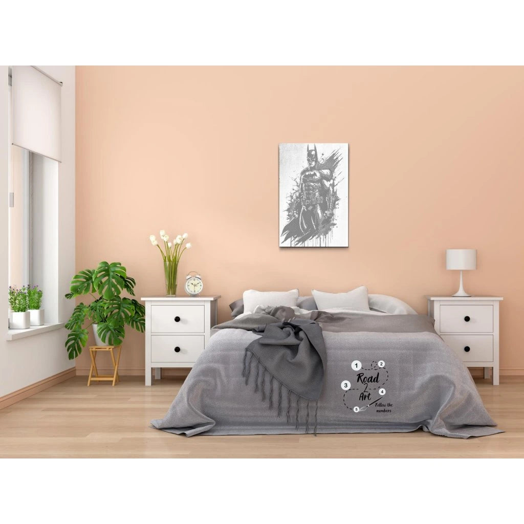 Prickmålning Batman – dot painting/prickkonst med superhjälte-motiv.